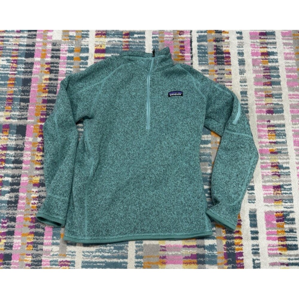 Patagonia Women's Better Sweater 1/4 Zip Fleece Pullover Blue Green Size Medium